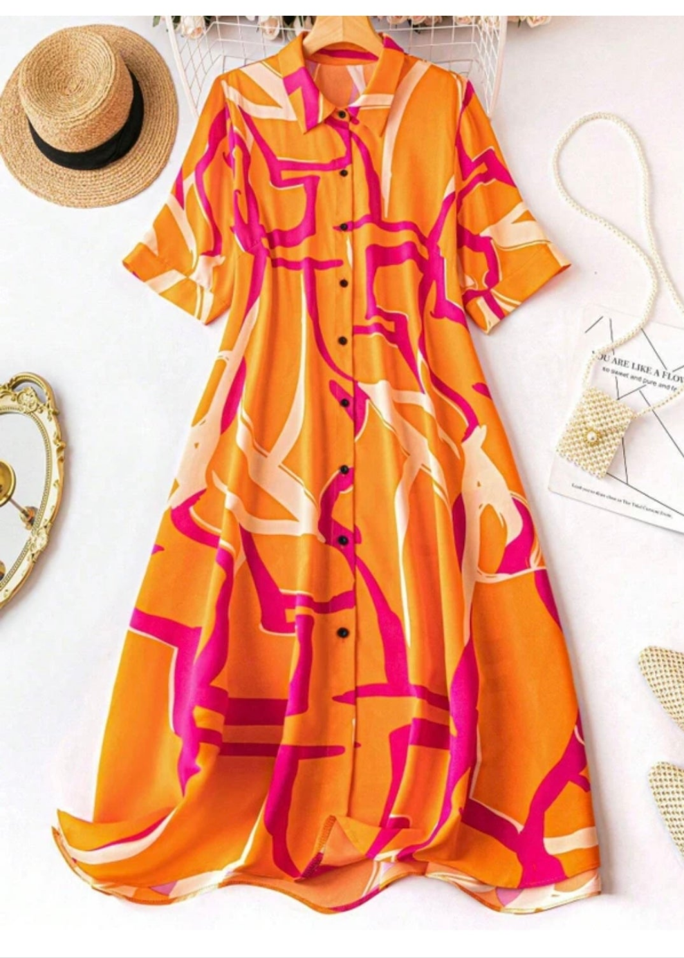 Women A-line Orange Dress