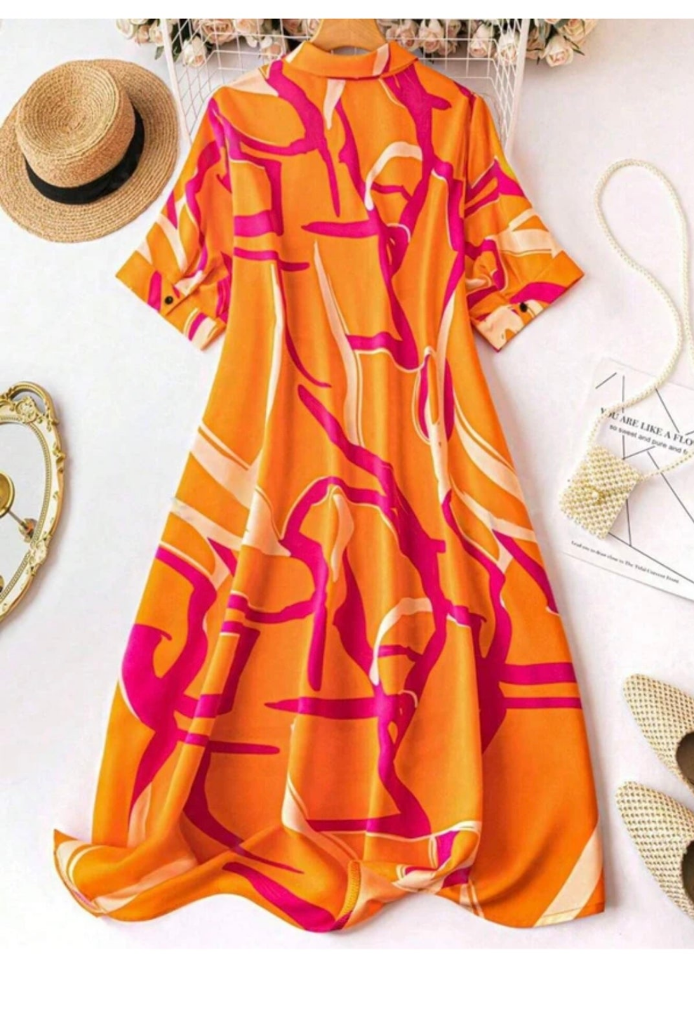 Women A-line Orange Dress
