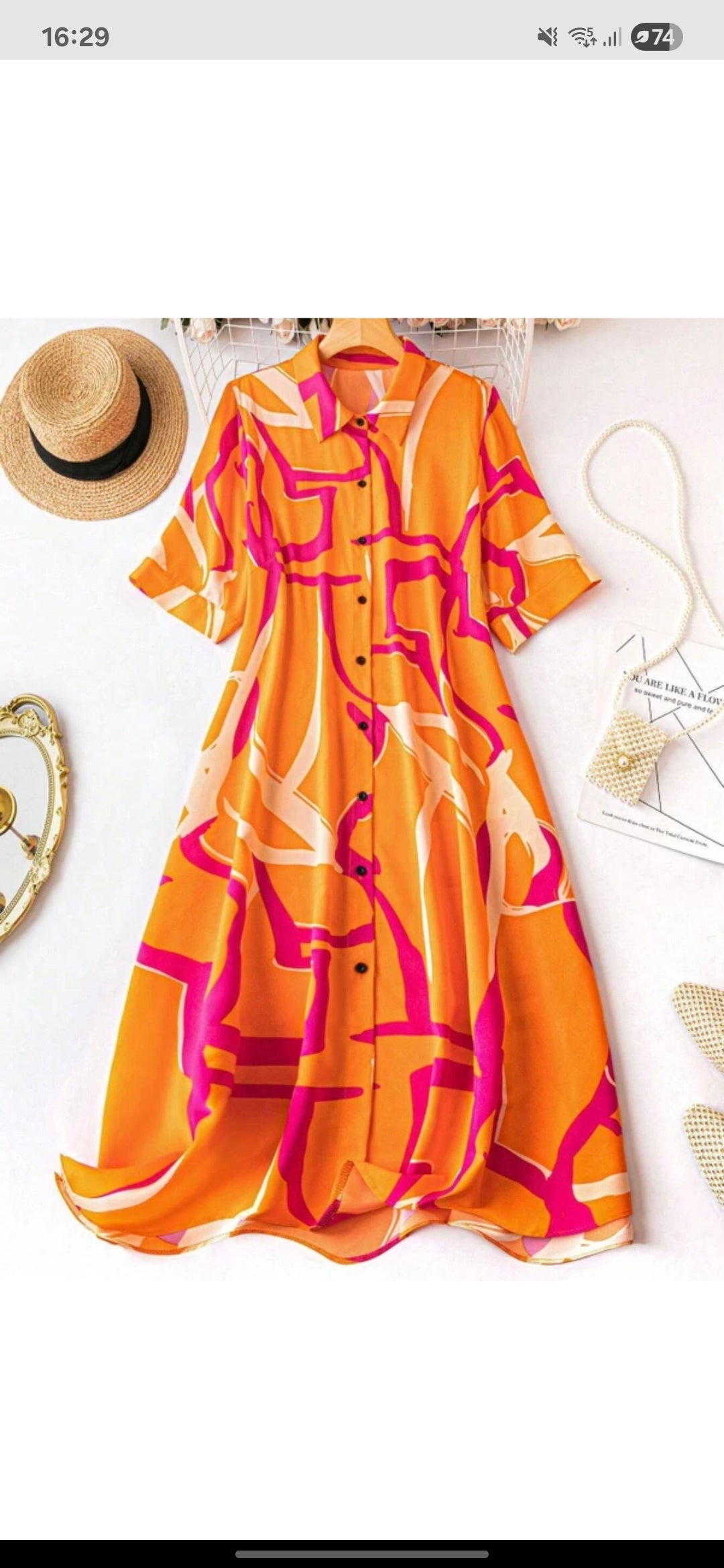 Women A-line Orange Dress