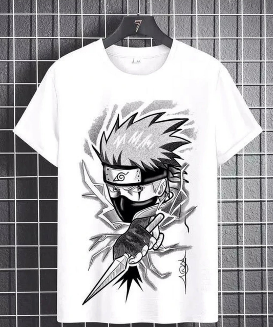Men Printed Round Neck Polyester White T-Shirt