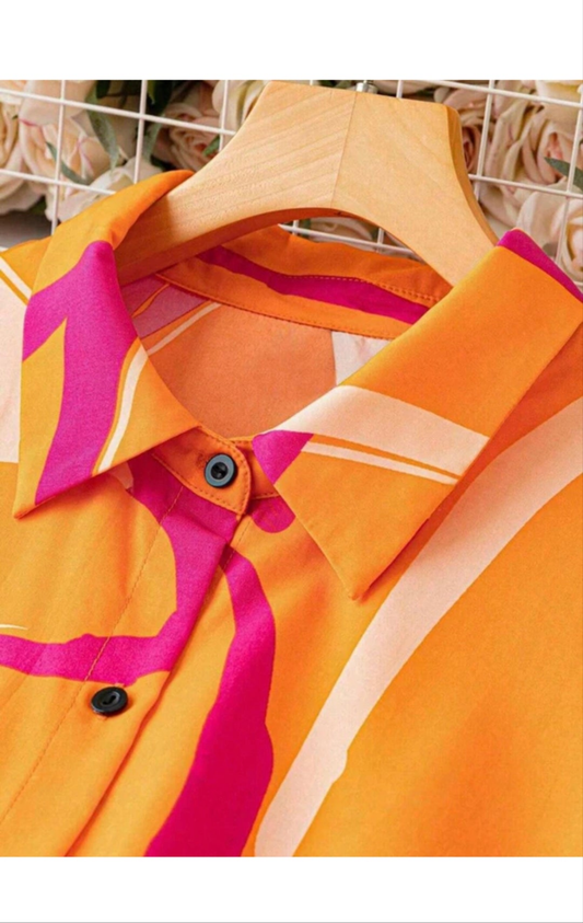 Women A-line Orange Dress