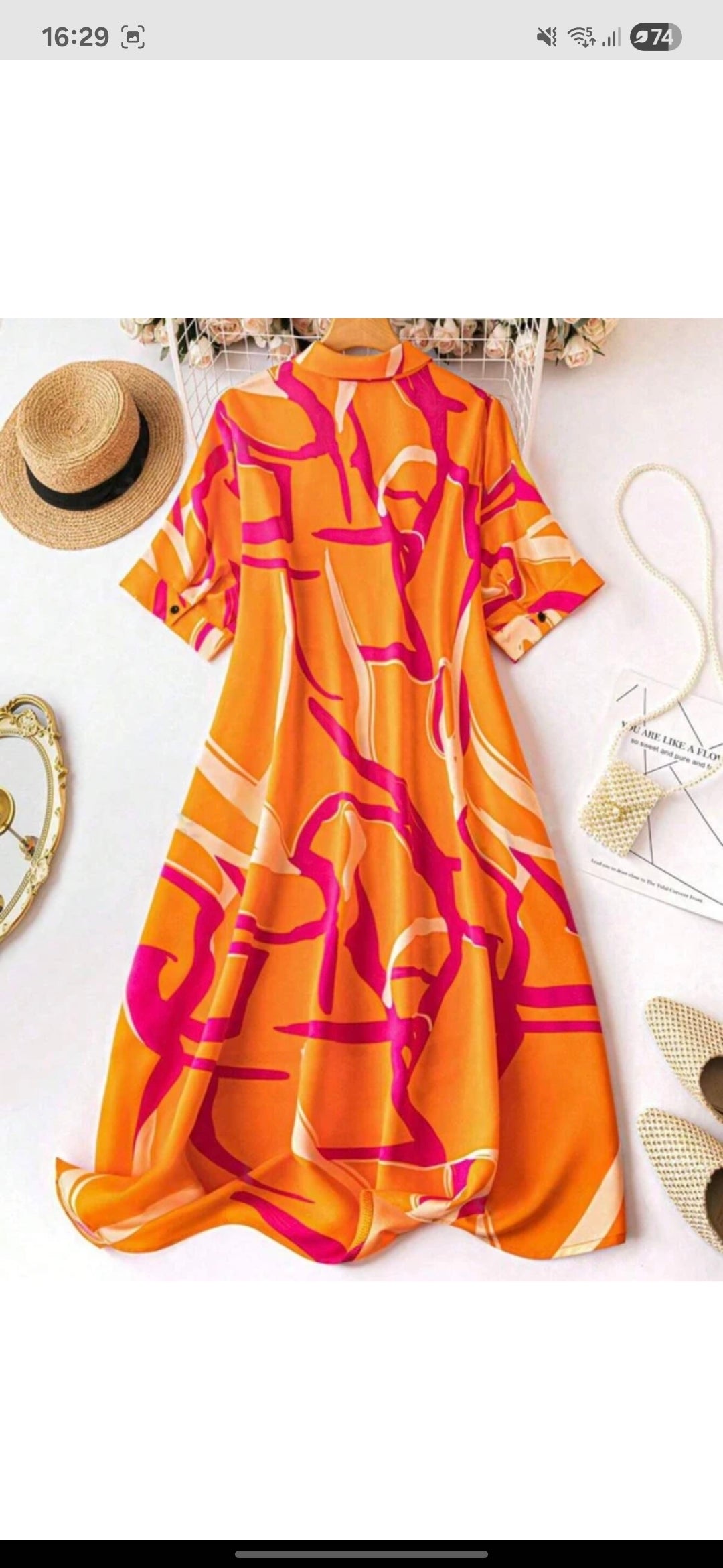 Women A-line Orange Dress