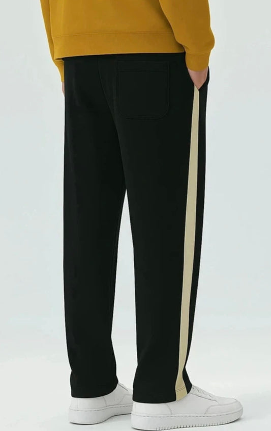 Men Striped Black Track Pants